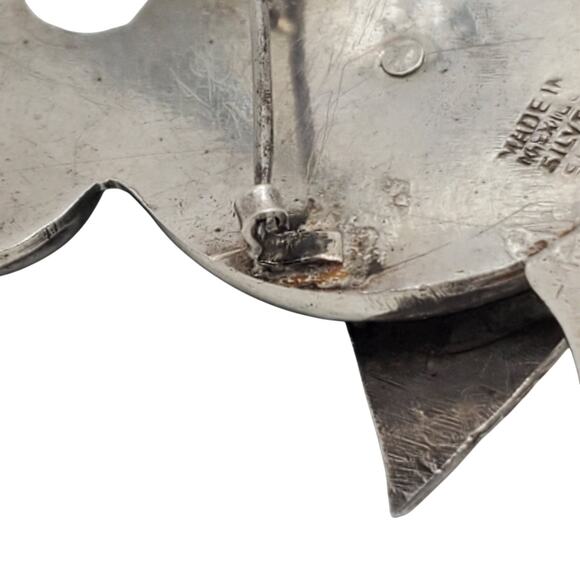 Taxco Mexican Silver Dodo Brooch Green Stone Tropical Bird Pin Vintage 30s 40s - Picture 7 of 7